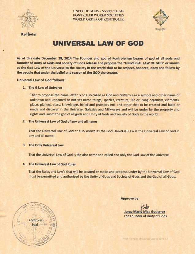 UNIVERSAL LAW OF GOD